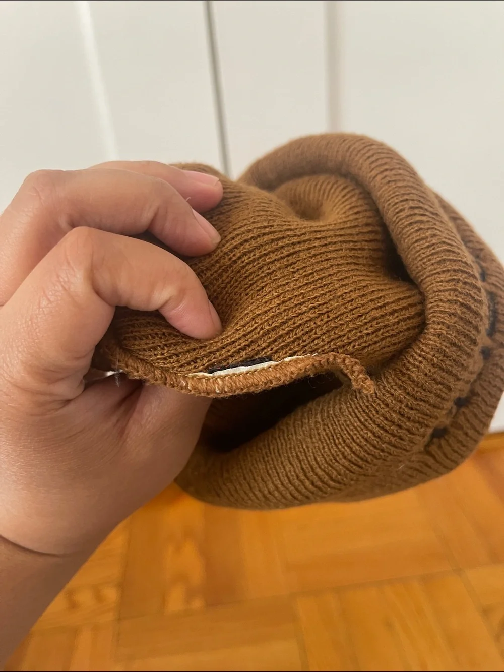 Carhartt Caramel Brown Cuffed Beanie with Embroidered Logo